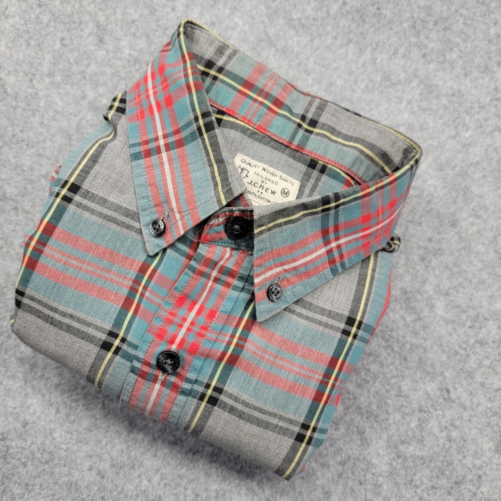 J.Crew Men's Plaid Button-Down Shirt M Mauritius Soft Cotton Preppy Classic